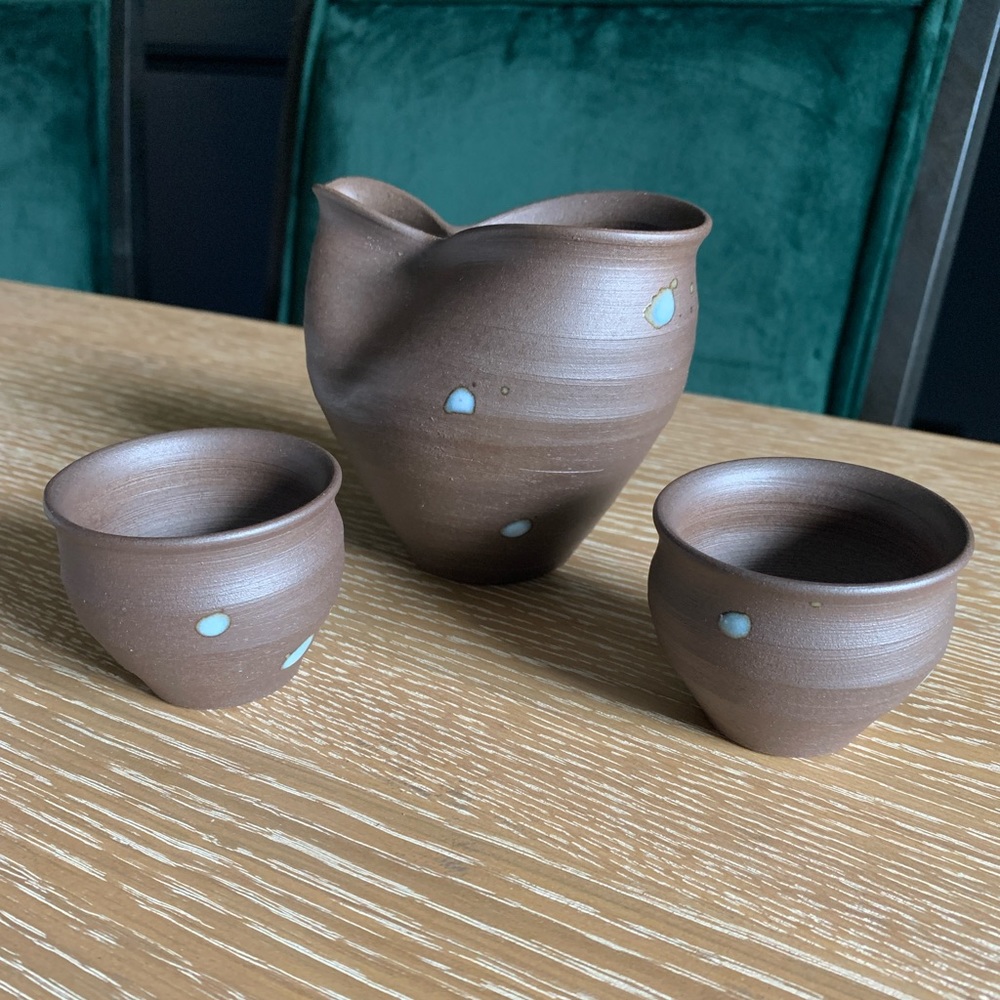 Sake pitcher and cups